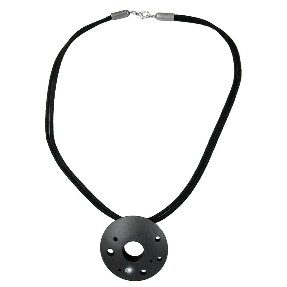 Chain 48mm metal pendant hole ring anthracite colored cord black 50cm