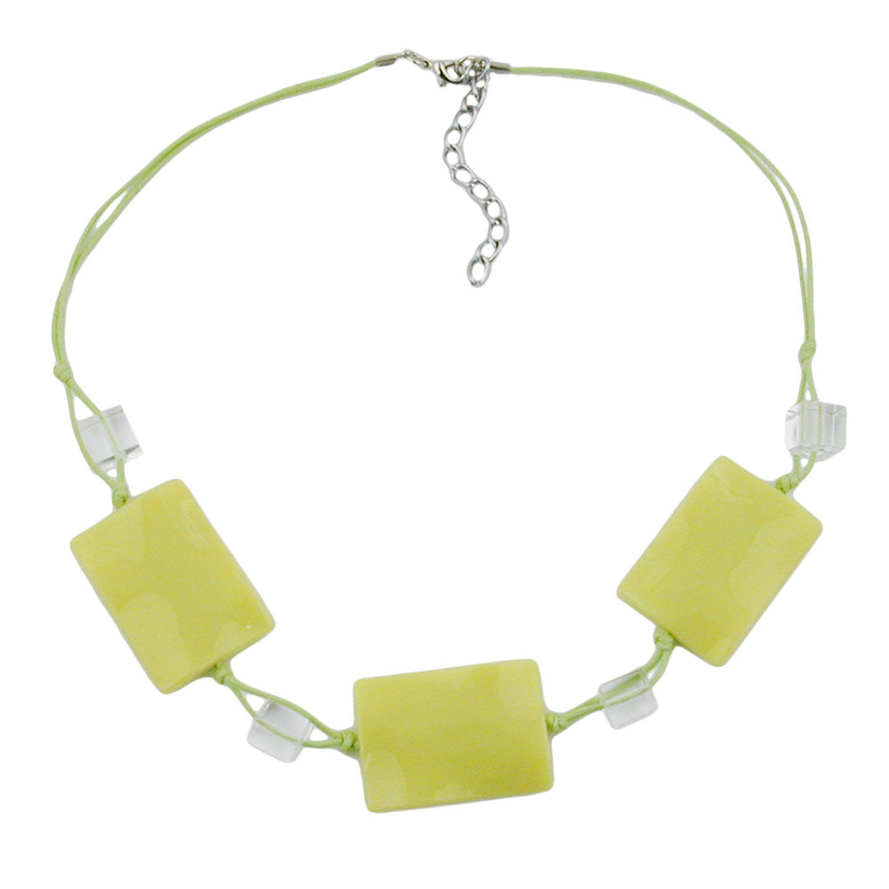 Chain 3x 35x25mm square wavy light green plastic beads cord 45cm