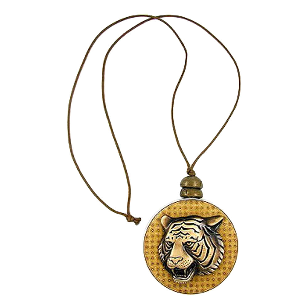 Chain, plate with tiger head antique brass, 75cm