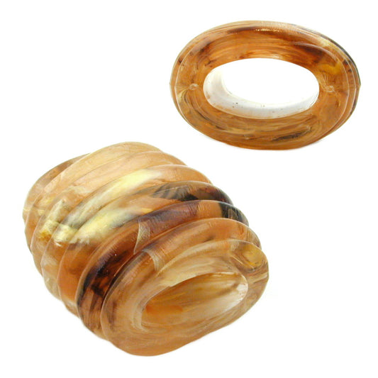 Cloth ring 35x34x23mm spiral plastic horn-yellow-brown-marbled matt