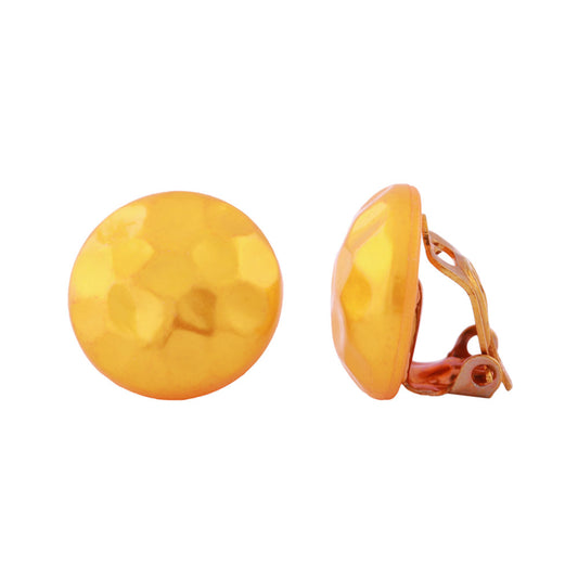Earring clip 16mm plastic yellow-silky-glossy hammered