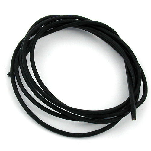 Leather strap round cord cowhide 2mm black dyed approx. 1m