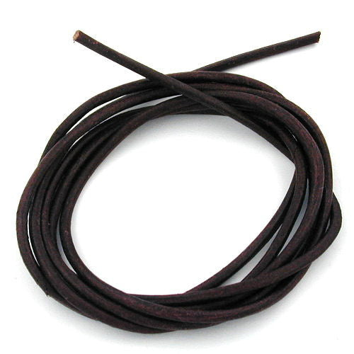 Leather cord round cord cowhide 2mm brown dyed approx. 1m
