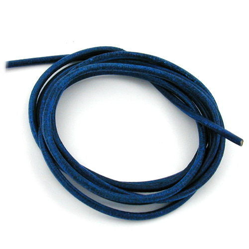 Leather cord round cord cowhide 2mm blue dyed approx. 1m