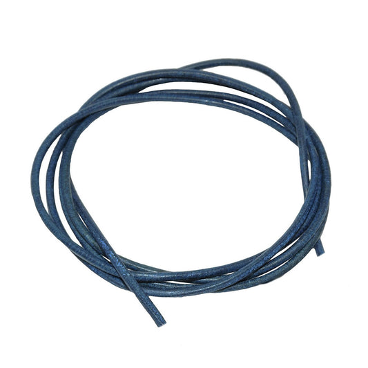 Leather cord round cord cowhide 2mm blue dyed approx. 1m