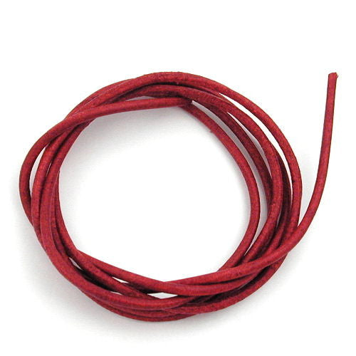 Leather cord round cord cowhide 2mm red dyed approx. 1m
