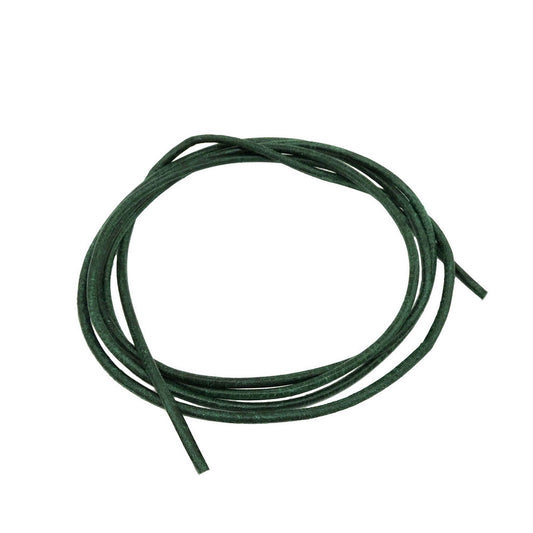 Leather strap round cord cowhide 2mm fir green dyed approx. 1m