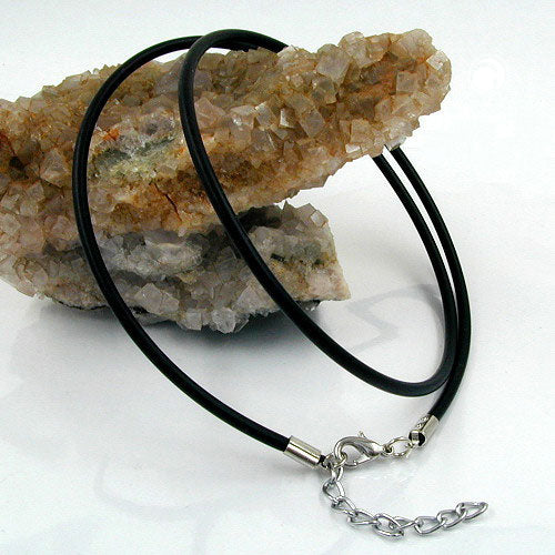 Round cord 3mm solid rubber chain natural rubber clasp silver-colored