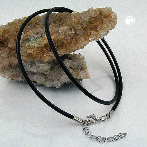 Rundschnur 3mm Vollgummikette Naturkautschuk Verschluss silberfarbig