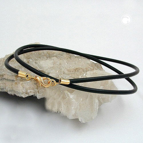 Rundschnur 3mm Vollgummikette Naturkautschuk Verschluss goldfarbig