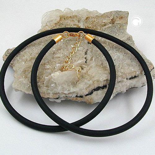 Rundschnur 4mm Vollgummikette Naturkautschuk Verschluss goldfarbig