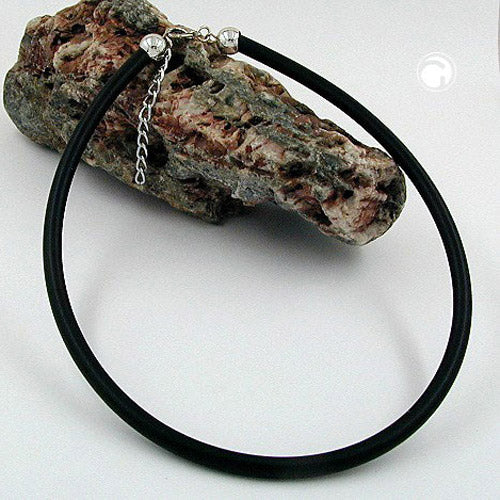 Round cord 6mm solid rubber chain clasp silver-colored