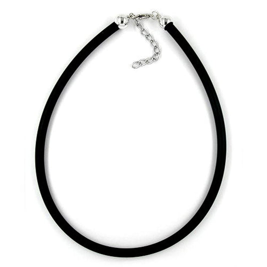 Round cord 6mm solid rubber chain clasp silver-colored