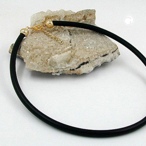 Rundschnur 6mm Vollgummikette Naturkautschuk Verschluss goldfarbig