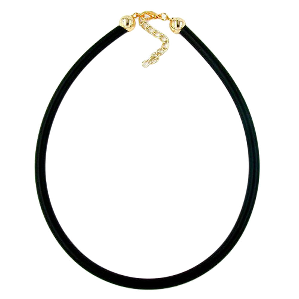 Rundschnur 6mm Vollgummikette Naturkautschuk Verschluss goldfarbig