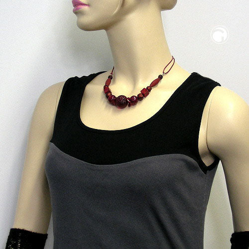 Kette 21mm Wabenperle bordeaux-dunkelrot Kordel 45cm