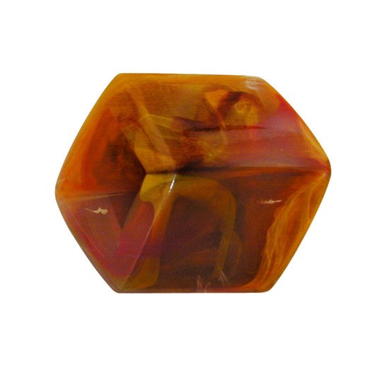 Cloth ring 45x36x18mm hexagon brown-marbled glossy plastic