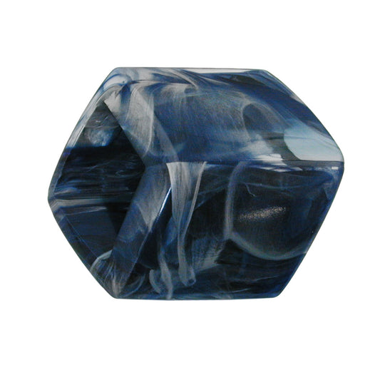 Cloth ring 45x36x18mm hexagon blue-marbled glossy plastic