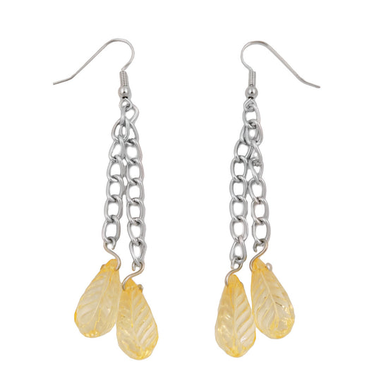Ear hooks earrings earrings 75x10mm drops yellow transparent plastic wide curb chain aluminum