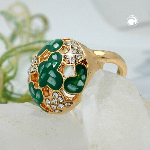 Vergoldeter Ring mit Glassteinen & Emaille – elegant, farbintensiv & kunstvoll