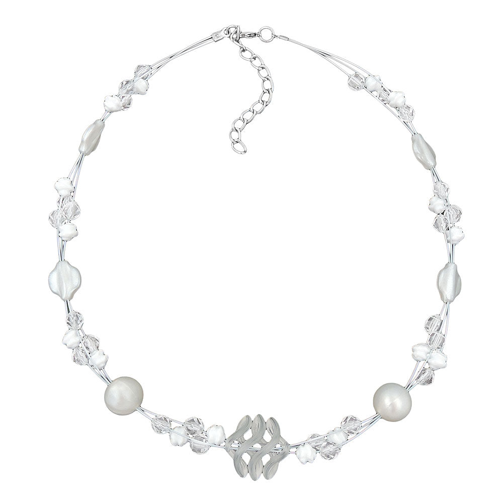 Chain wire chain spiral bead white-matt white-transparent plastic beads 42cm