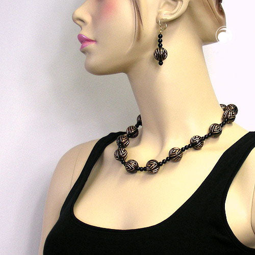 Ear clip earrings 59x18mm gold-colored jewelry pearl black-gold plastic