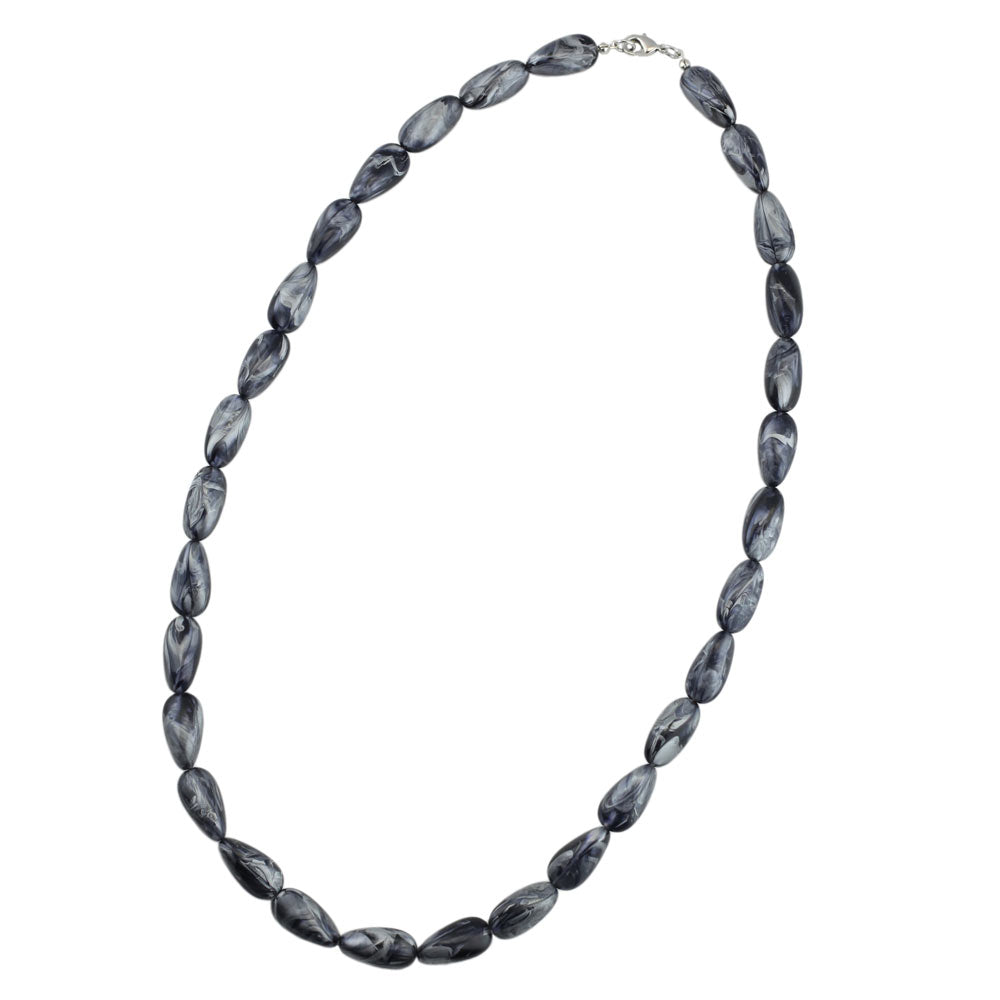 Chain 20x10mm angle bead plastic gray-silver-marbled shiny 60cm
