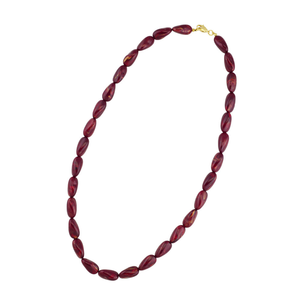 Chain 20x10mm angle bead plastic burgundy-gold marbled shiny 60cm