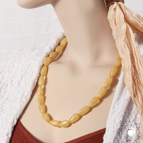 Chain 20x10mm angle bead plastic yellow-silk-marbled shiny 60cm