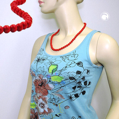 Kette 8mm Kunststoffperlen rot-glänzend