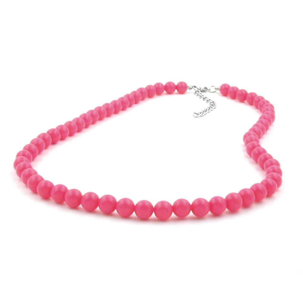 Kette 8mm Kunststoffperlen rosa-pink-glänzend