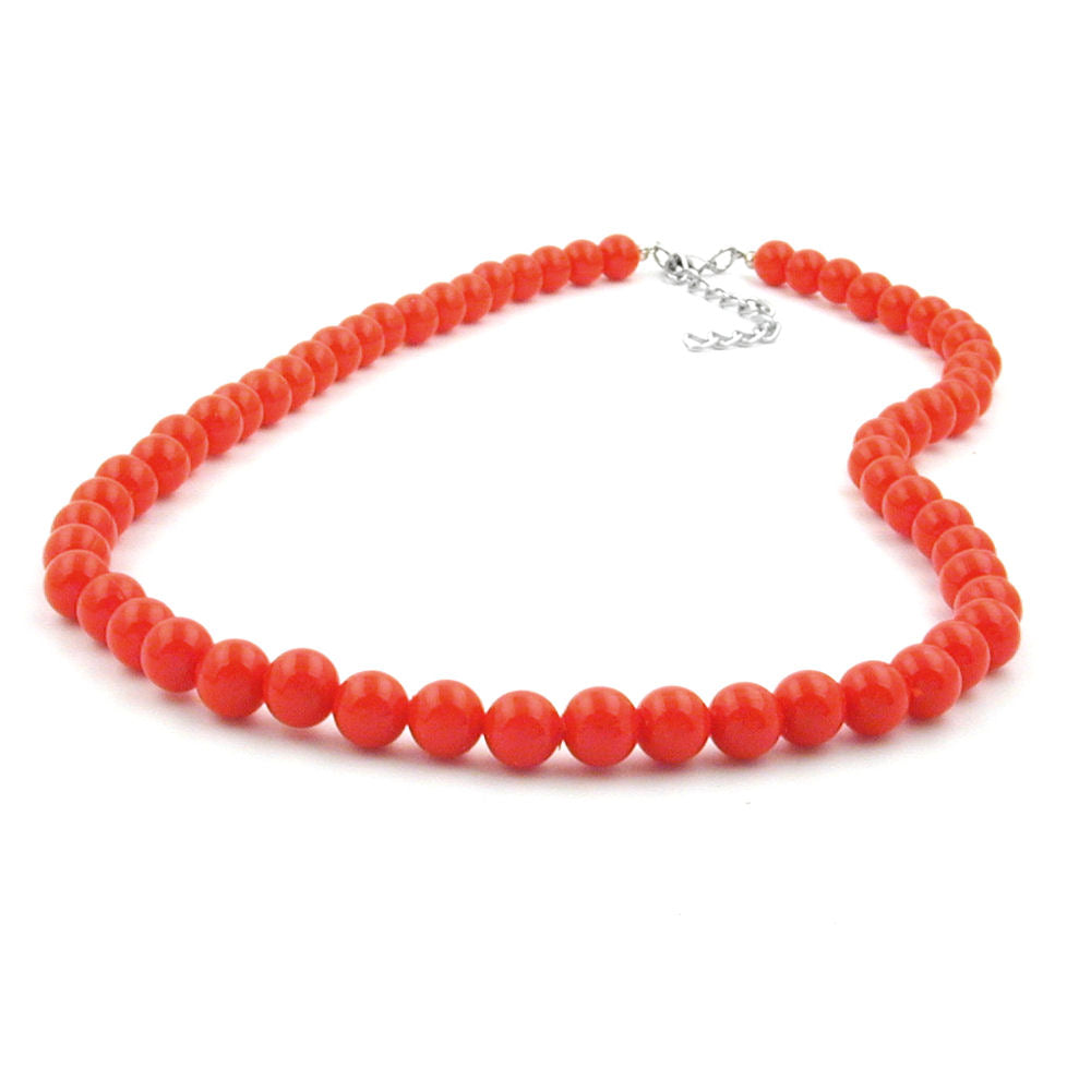 Kette 8mm Kunststoffperlen orange-rot-glänzend
