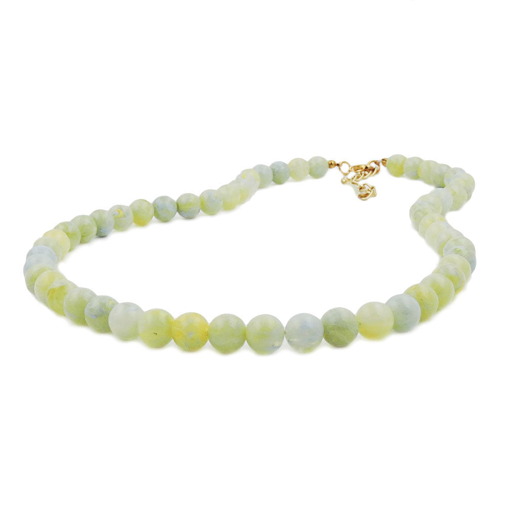 Kette 8mm Kunststoffperlen türkis-grün-weiß-gelb-marmoriert