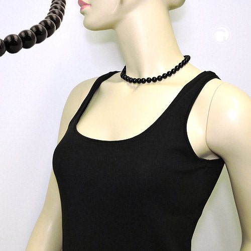 Kette 10mm Kunststoffperlen schwarz glänzend