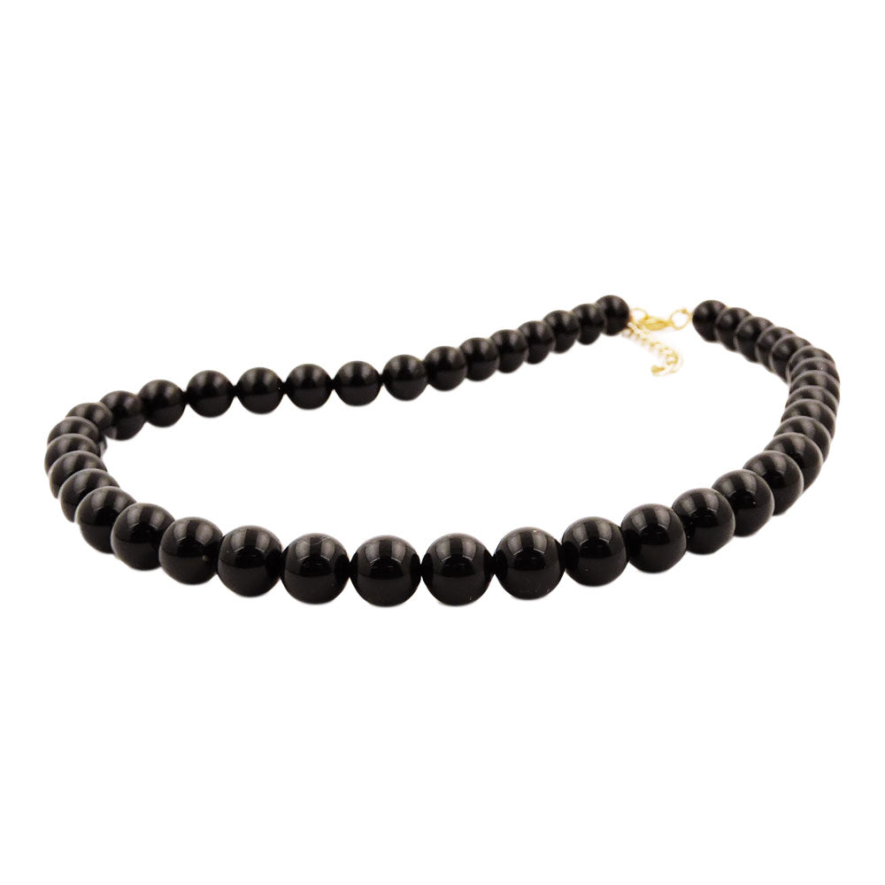 Kette 10mm Kunststoffperlen schwarz glänzend