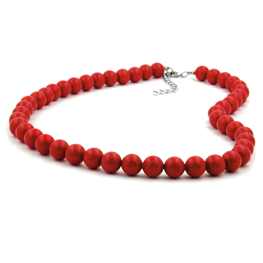 Kette 10mm Kunststoffperlen rot-glänzend