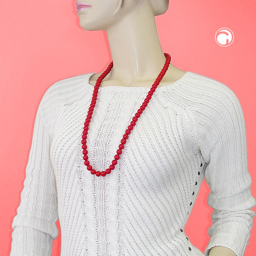 Kette 10mm Kunststoffperlen rot-glänzend