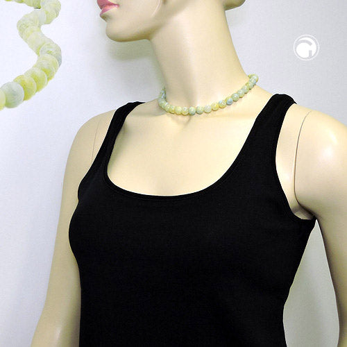 Kette 10mm Kunststoffperlen türkis-grün-weiß-gelb marmoriert mit Perle