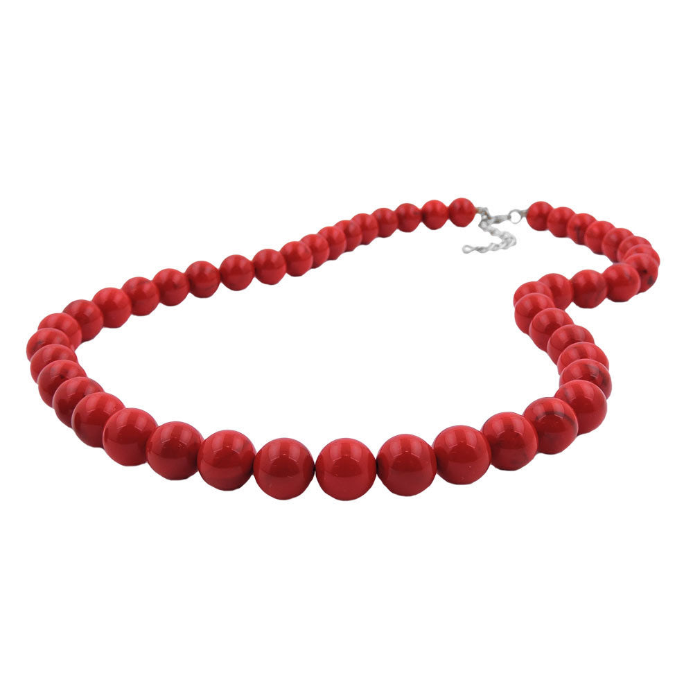 Kette 10mm Kunststoffperlen rot-schwarz-marmoriert
