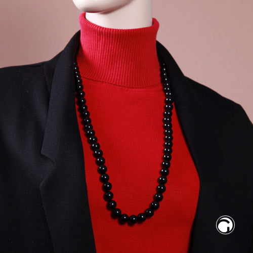 Kette 12mm Kunststoffperlen schwarz glänzend 40cm