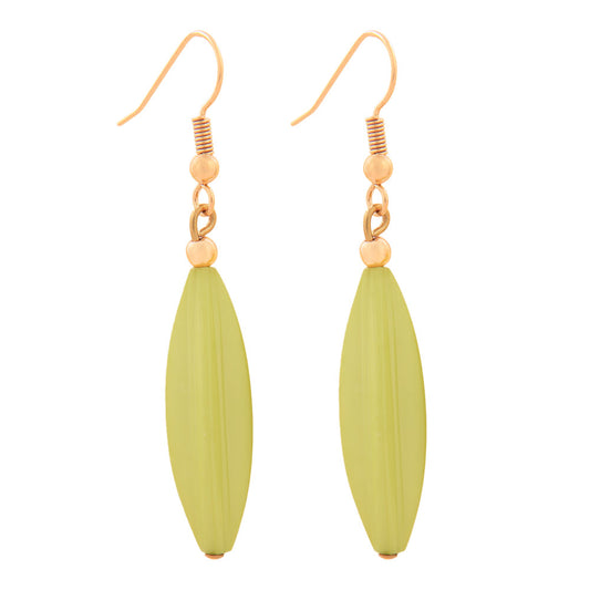 Ear hooks earrings earrings 30x9mm grooved olive plastic light green-saturated matt