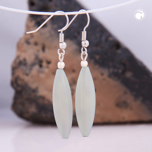 Ear hooks earrings earrings 30x9mm grooved olive plastic wax white