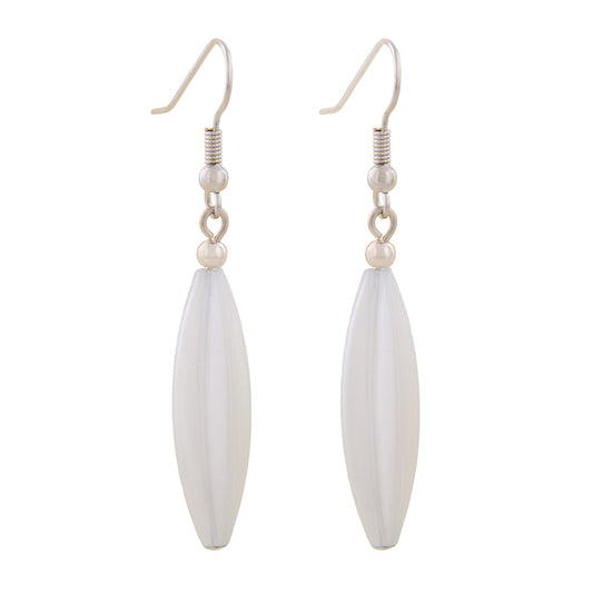 Ear hooks earrings earrings 30x9mm grooved olive plastic wax white