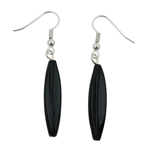 Ear hooks earrings earrings 30x9mm grooved olive plastic black