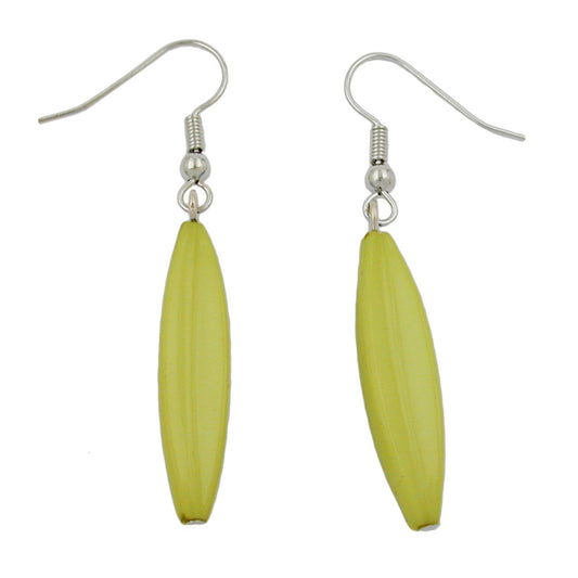 Ear hooks earrings earrings 30x9mm grooved olive plastic light green-saturated