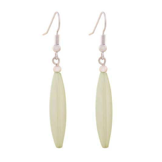 Ear hooks earrings earrings 30x9mm grooved olive plastic light green wax