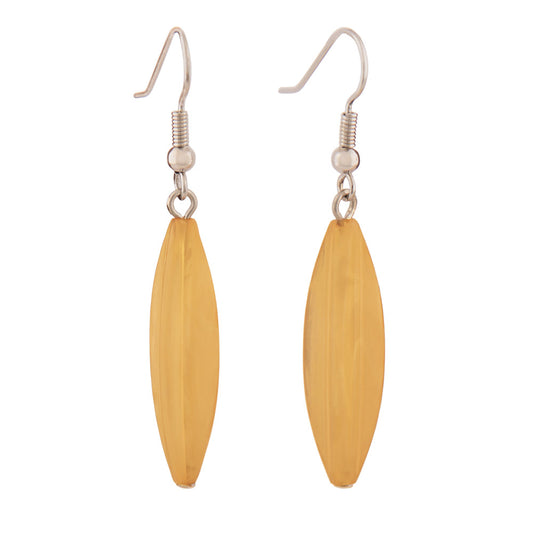 Ear hooks earrings earrings 30x9mm grooved olive plastic yellow-marbled