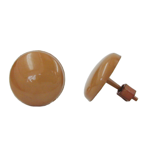 Ear stud earring 13mm caramel plastic solid plastic flat domed
