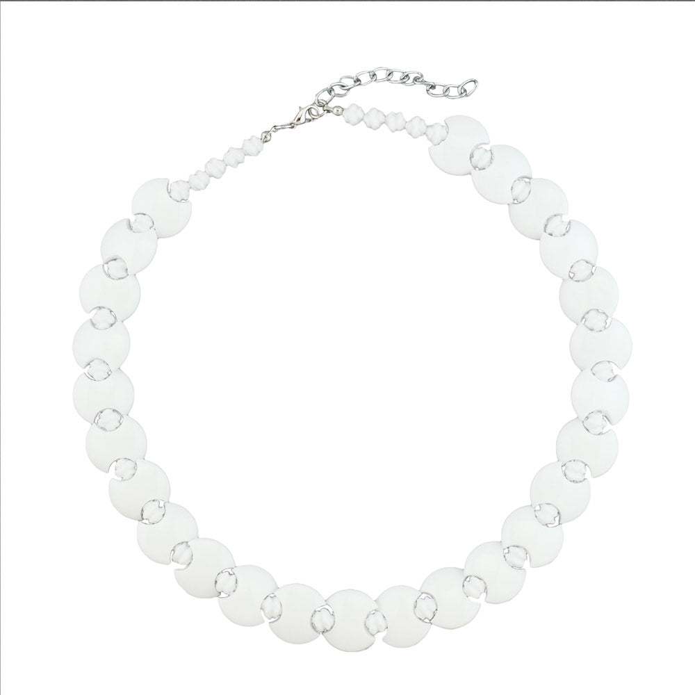 Chain 18mm disc plastic white shiny knot bead white 43cm