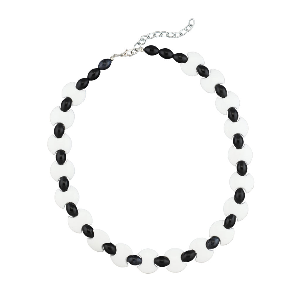Chain 18mm disc white olive pearl plastic black 43cm